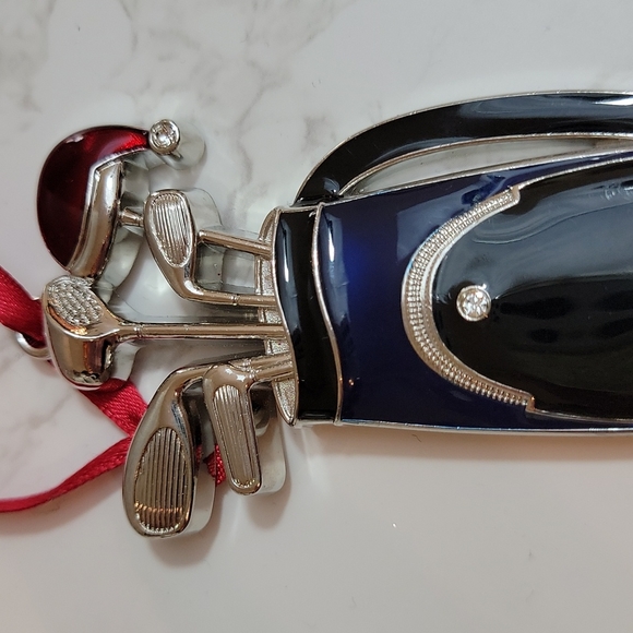 Golf Clubs Harvey Lewis Navy Blue Silver Hanging Christmas tree Ornament - Picture 2 of 5